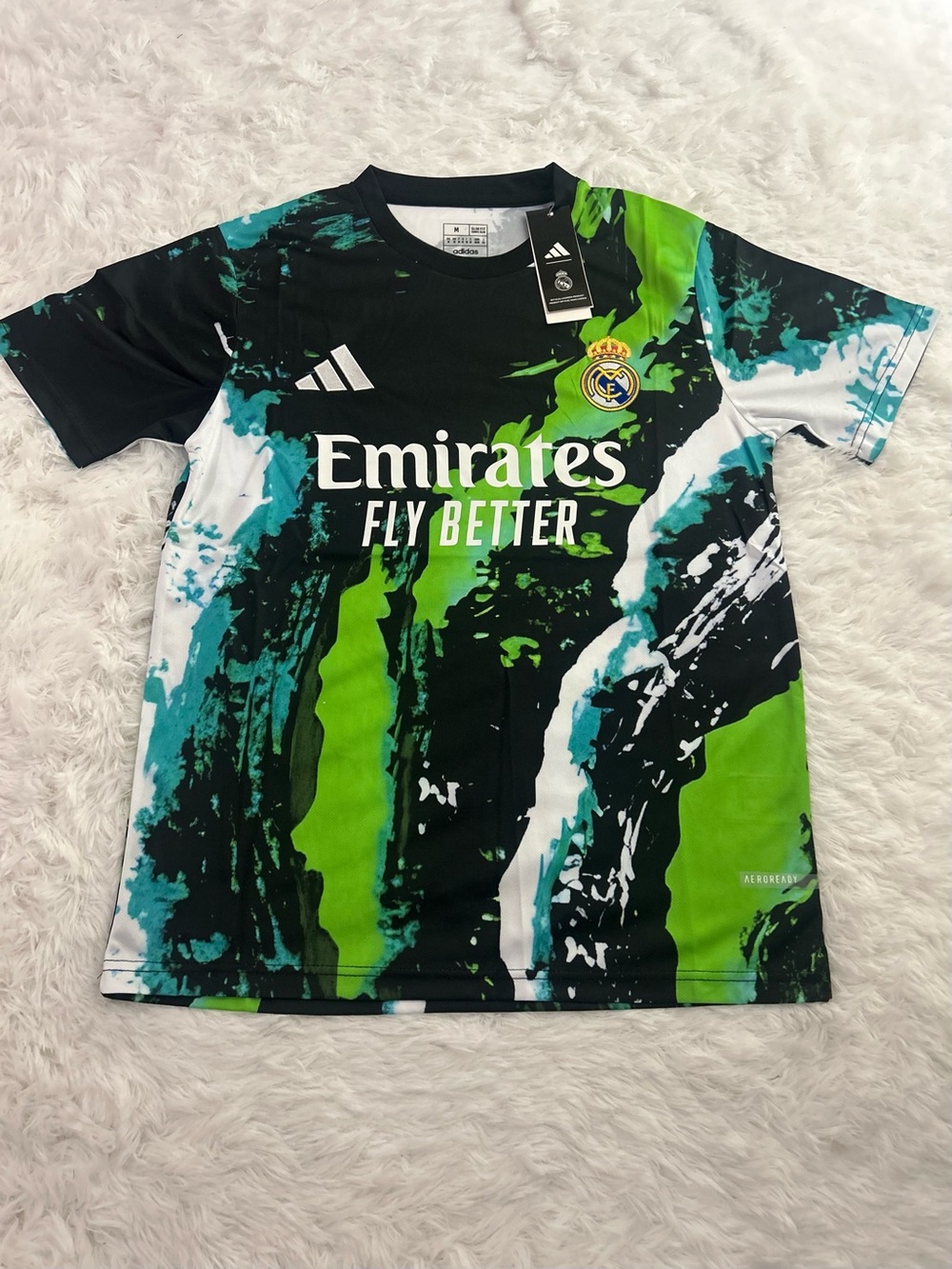 adidas Real Madrid Black, Green & Teal Graphic Jersey